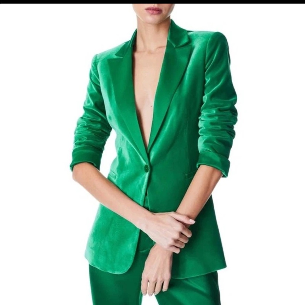 Alice + Olivia Emerald Green Velvet Blazer NWT